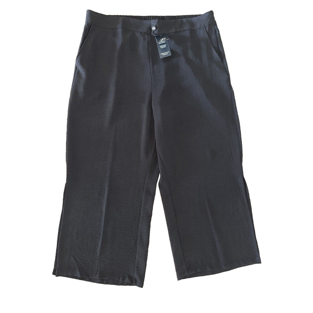 Adrianna Papell Black Airflow Woven Pull-On Wide Leg Crop Pants NWT Size 1X